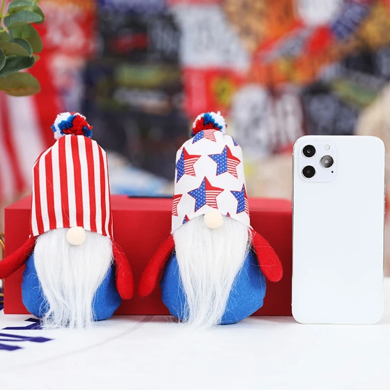 

Independence Day Gnome Stars Stripes Hat Patriotic Tomte 4th of July Gift Dwarf Elf Kitchen Tiered Tray Decor