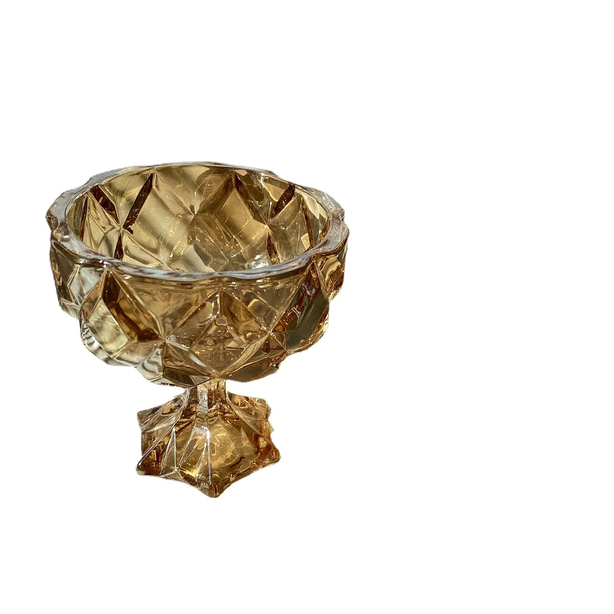 

Glass Amber Goblet Salad Fruit Dessert Cup Yogurt Ice Cream Cup 10.5*11.5cm
