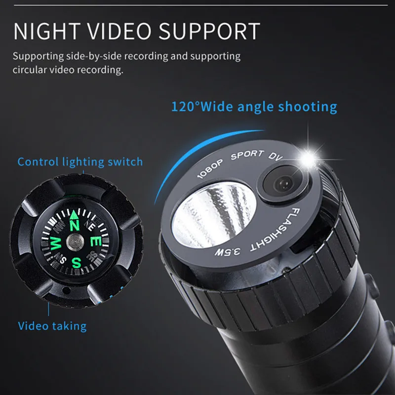 Миниатюрная охотничья видеокамера ночного видения 2200 мА с компасом шлем