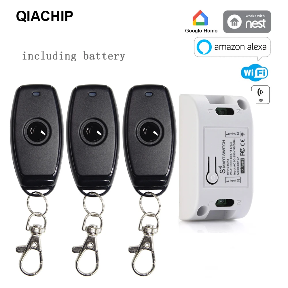 

QIACHIP 433.92Mhz Wifi Remote Control Switch RF Wireless Universal DIY Smart Home Automation Relay Module Receiver Smart Switch