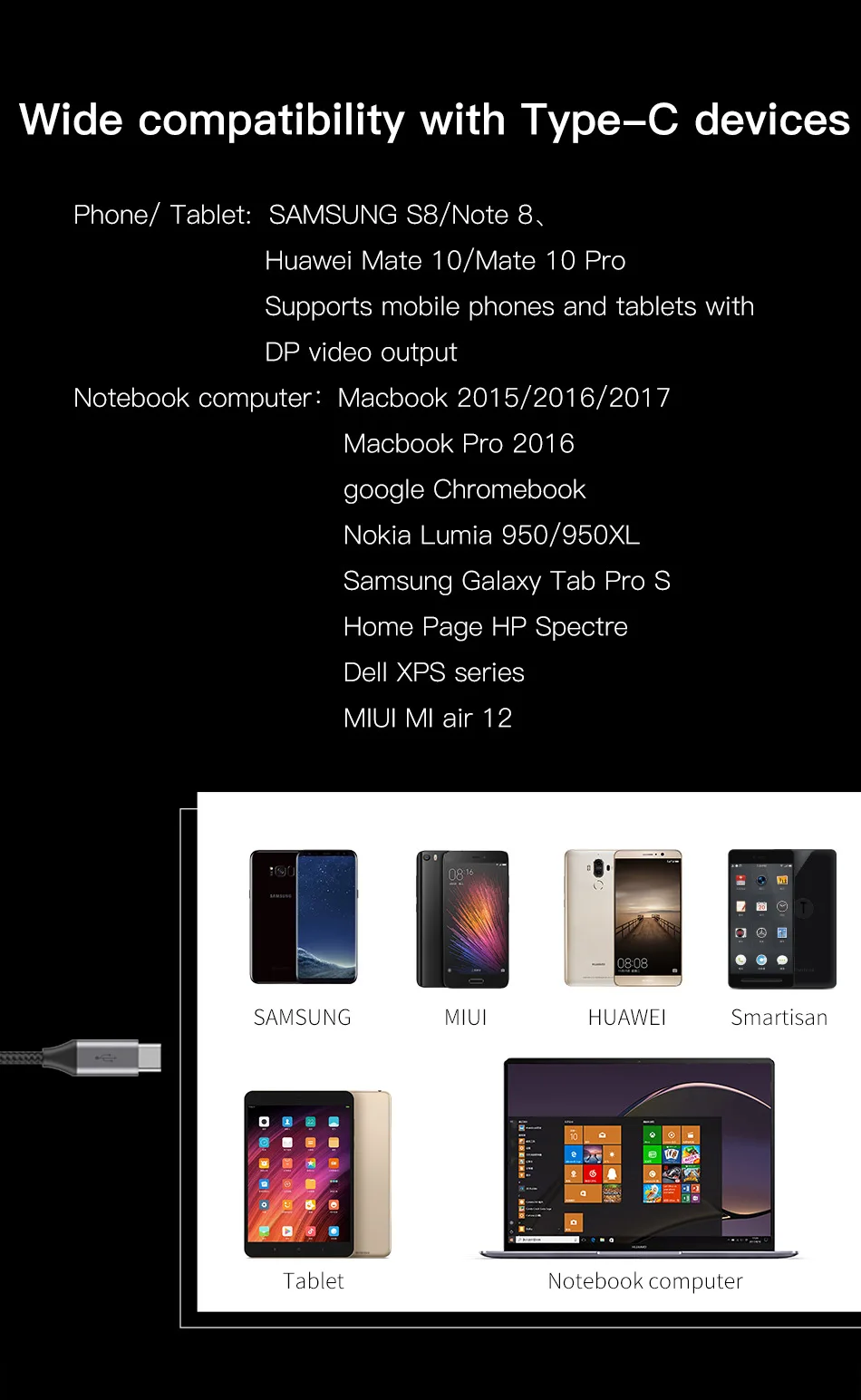 Baseus USB C к HDMI кабель type-C к HDMI адаптер Thunderbolt 3 для Macbook iPad Pro huawei P30 P20 Pro 4K видео USBC USB-C