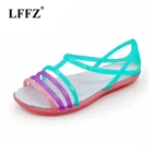 Сандалии-желе женские на плоской подошве, открытый носок, карамельные цвета, радужные, для пляжа, ST235, лето 2021