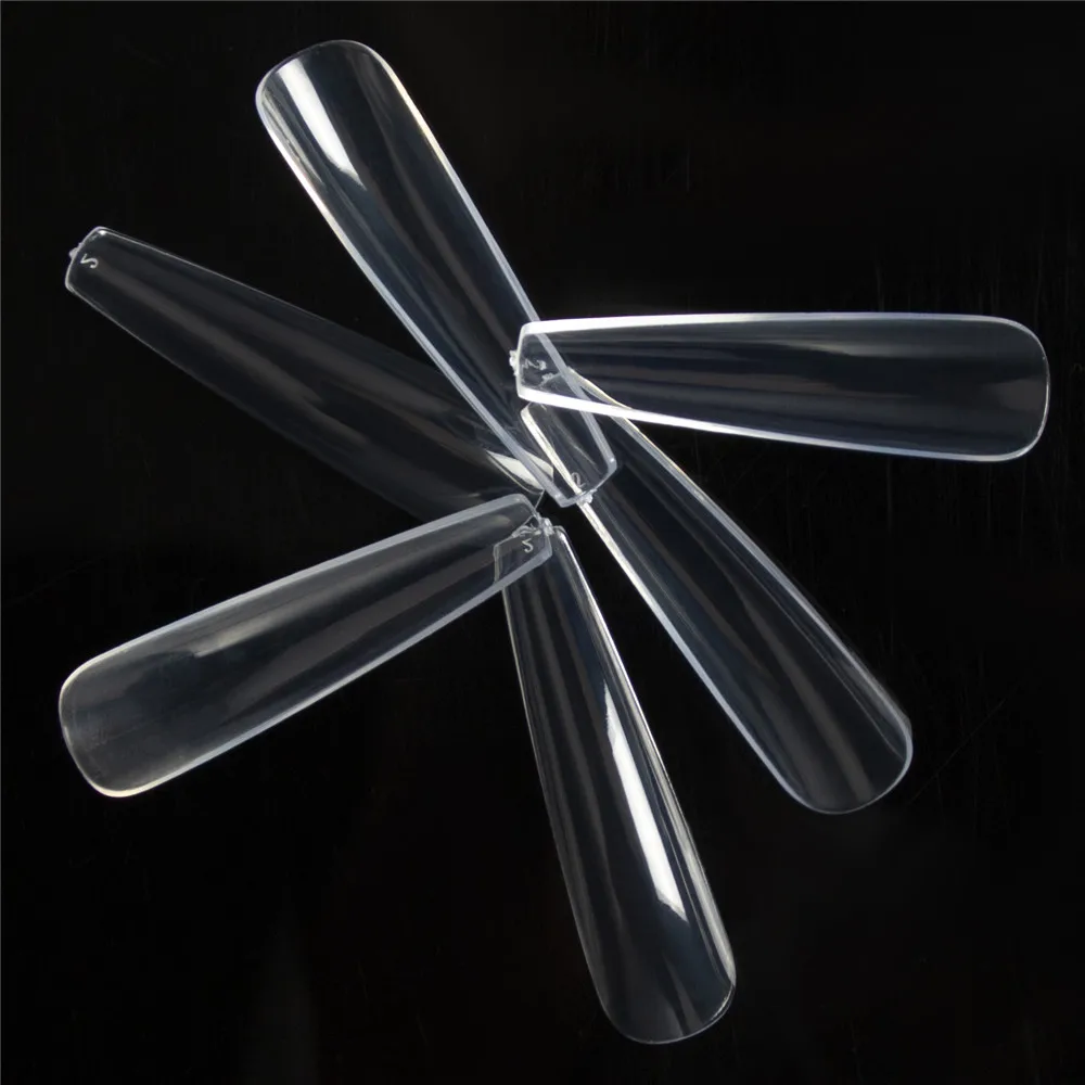 Длинные гробные накладные ногти прозрачные маникюрные искусственные балерины