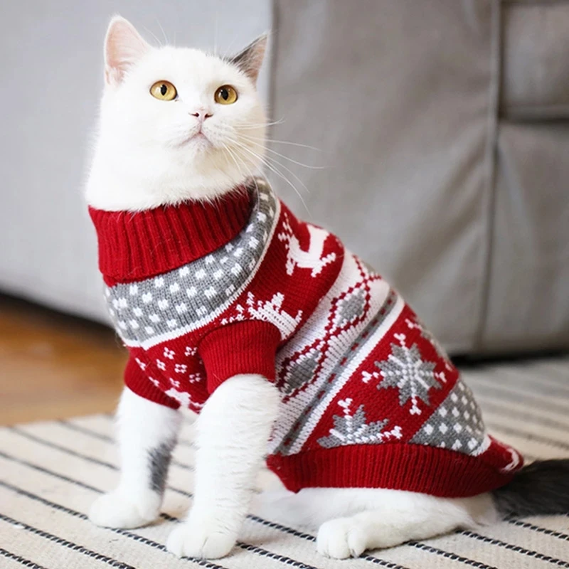 

Christmas Pet Cat Small Dog Puppy Sweater Pullover Winter Clothes Jacket woolen pullover