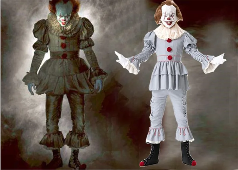 Белый карнавальный костюм Pennywise от «Возвращение Джокера. Аксессуар: брюки воротник перчатка крышка ботинка