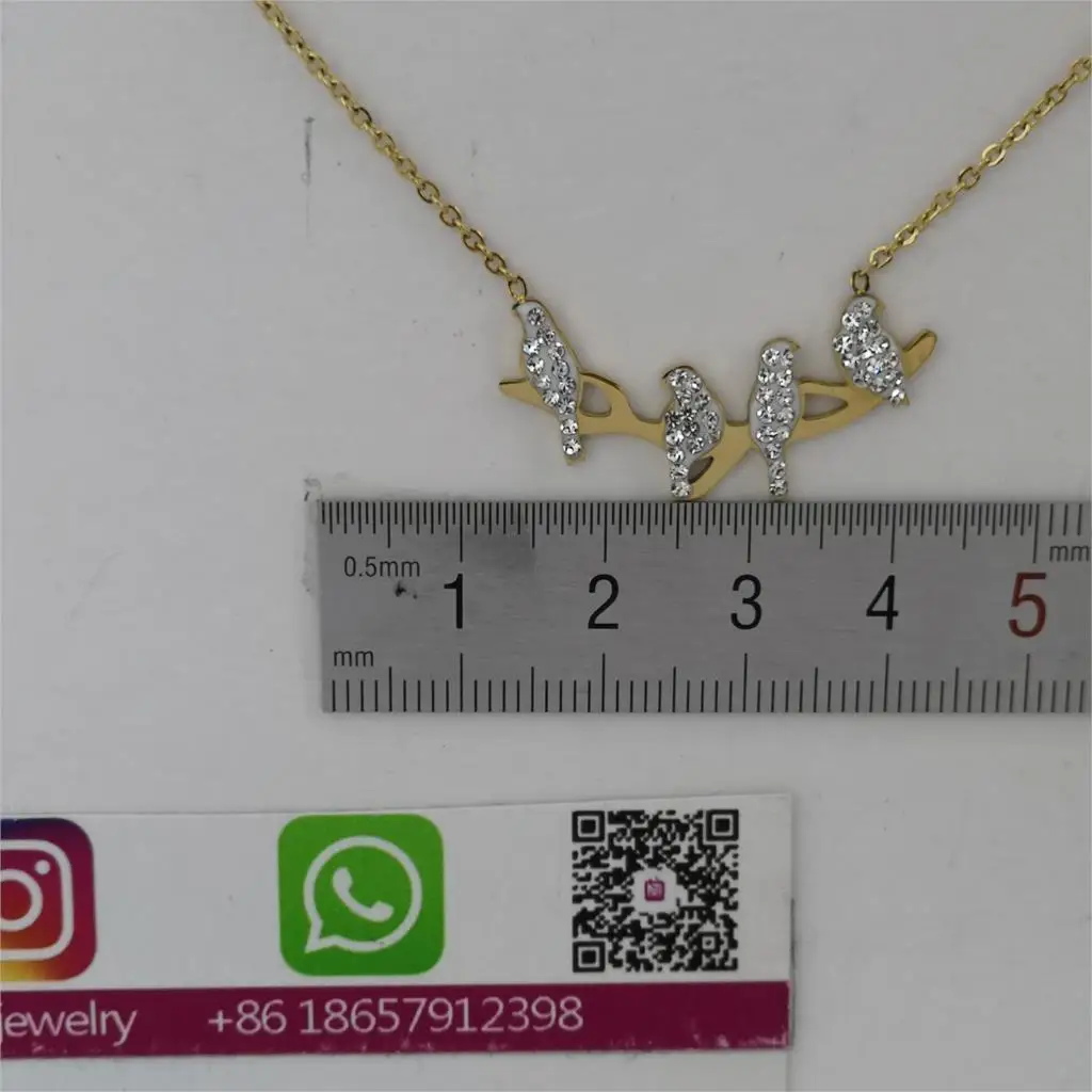 gold white NADA эко-Сертификация хорошее ожерелье из нержавеющей стали 45 см цепочка на бордюре 30 мм Красочные Стразы украшения птицы Леди Девушка Горячая - Окраска металла: gold white