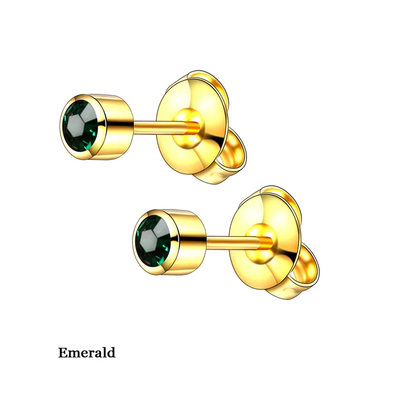 Серьги гвоздики из нержавеющей стали с круглыми кристаллами 2 мм|Серьги-гвоздики|