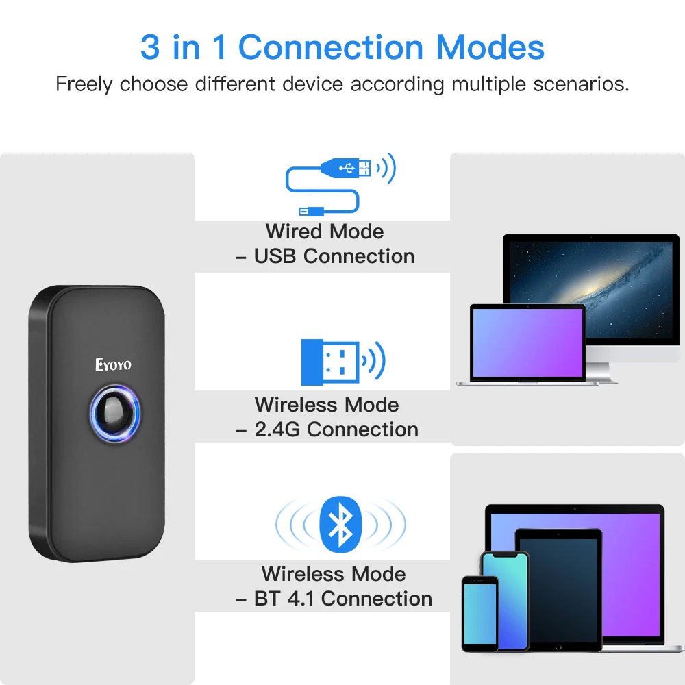 Eyoyo EY 009L Портативный карман 1D сканер штрих кода Bluetooth USB Проводная И Беспроводной