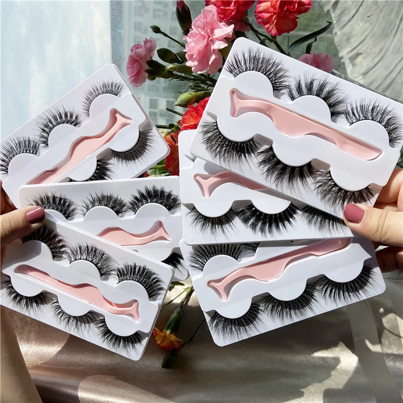 3 пары смешанных норковых ресниц с 1 пинцетом модные ресницы 2020 3D накладные для