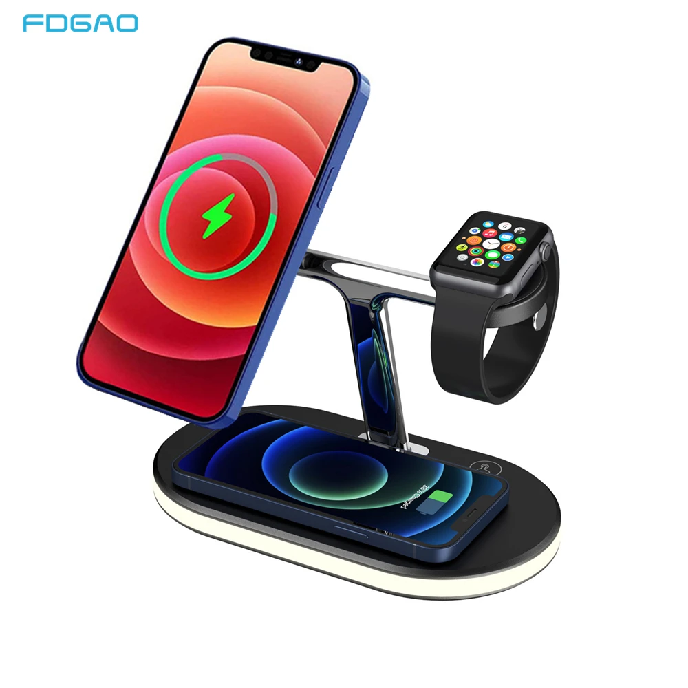 

FDGAO Magnetic Wireless Chargers 15W Fast 3 in 1 Charging Station for iPhone 12 pro Max for Apple iWatch 6 5 4 3 2 Airpods pro