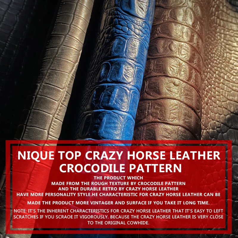 Retro Genuine Leather Short Wallet For Men Handmade Crocodile Pattern Credit Card Slot Money Clip Bifold Male Wallets