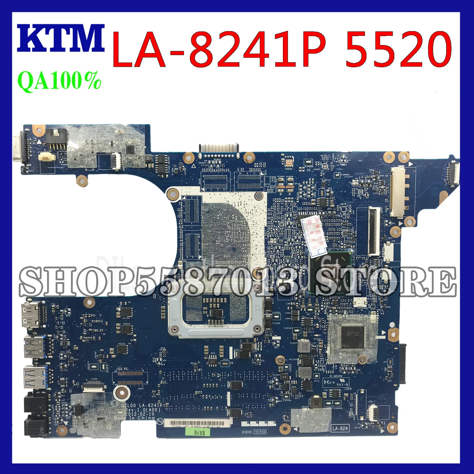 

KEFU QCL00 LA-8241P motherboar For dell Inspiron 15R 5520 7520 Laptop Motherboard 5520 original Motherboard tested 100% work