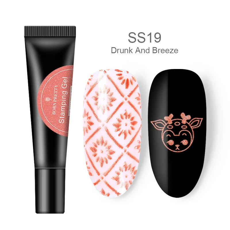 BP-SS19 Цветной Гель-лак BORN PRETTY для стемпинга ногтей, черный, белый цвет, 8 мл, отмачиваемый Гель-лак для ногтей, лак для стемпинга - Цвет: BP-SS19