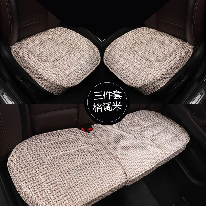 

Car Seat Cover,Flax Cushion Seasons Universal Breathable For Most Four-Door Sedan&SUV Ultra-Luxury Car Seat Protection