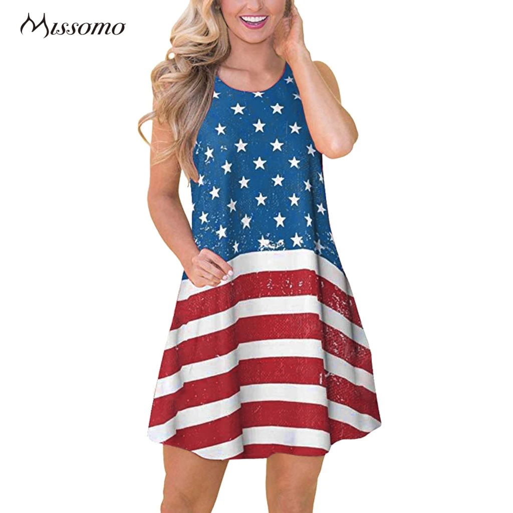 Платье-мини женское летнее с круглым вырезом без рукавов | Женская одежда