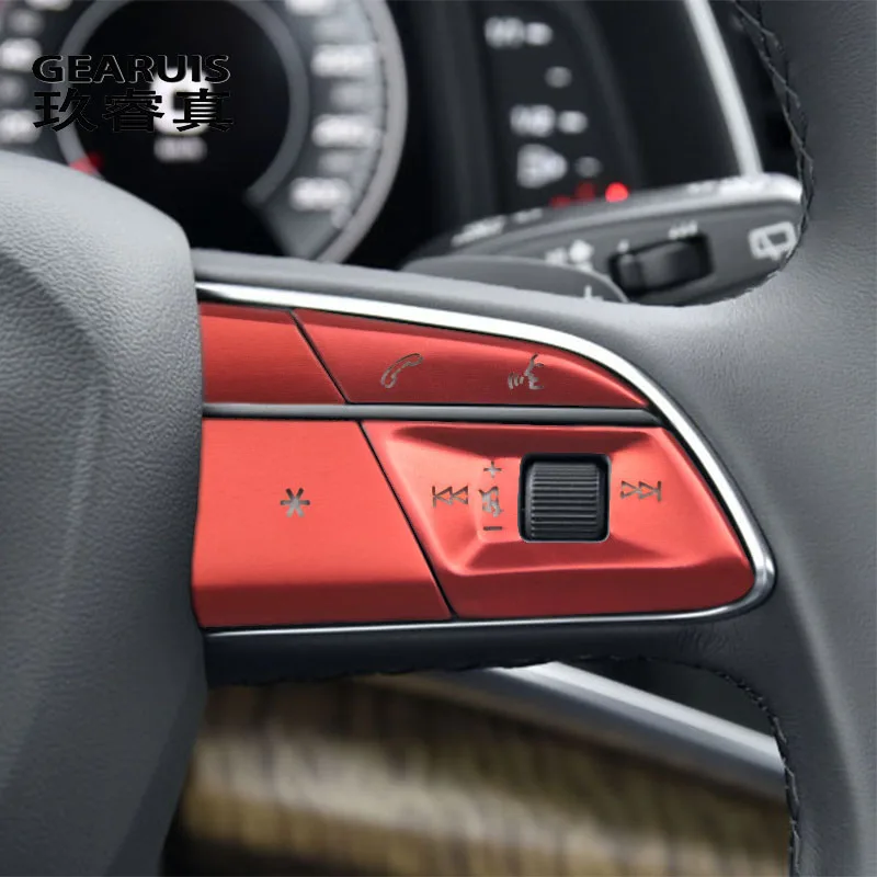 

Car styling steering wheel switch button Trim Frame Cover sticker and decals For Audi A5 Q3 Q5 Q7 2021 Auto Interior Accessories