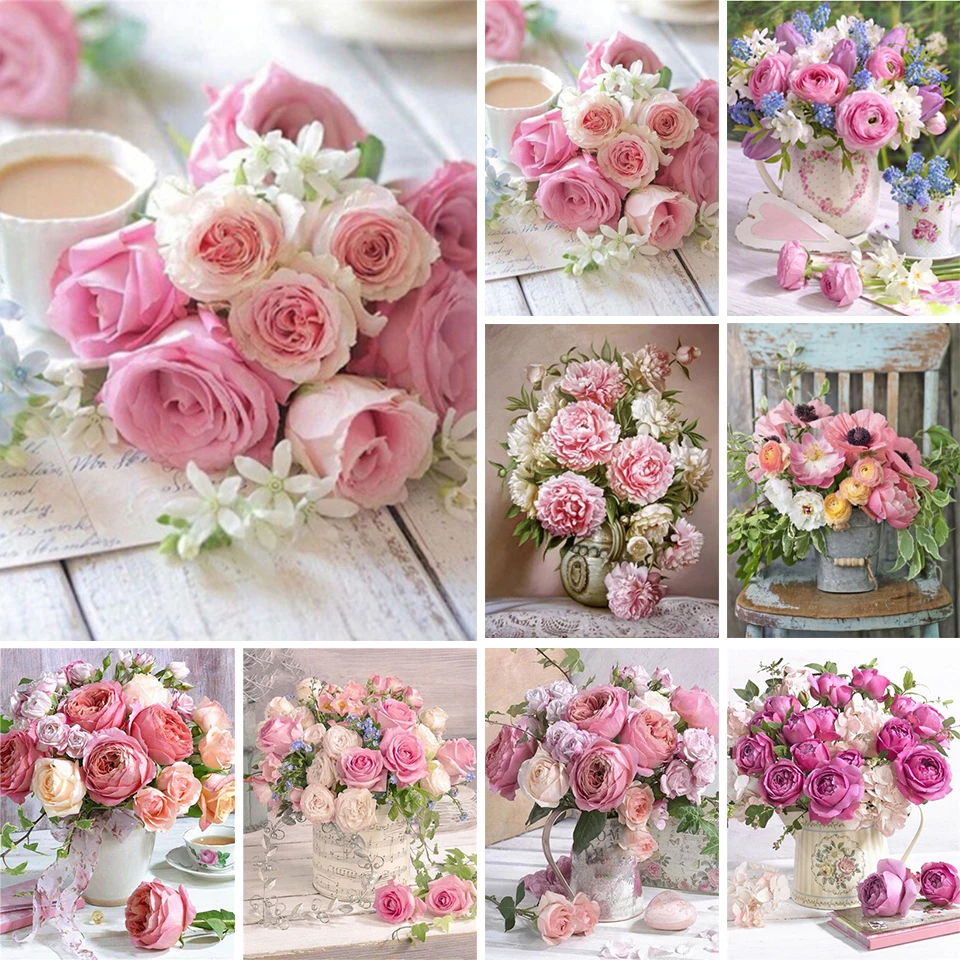 

5D DIY diamond painting flower vase rhinestone picture full diamond embroidery mosaic gift furniture decoration cross stitch kit