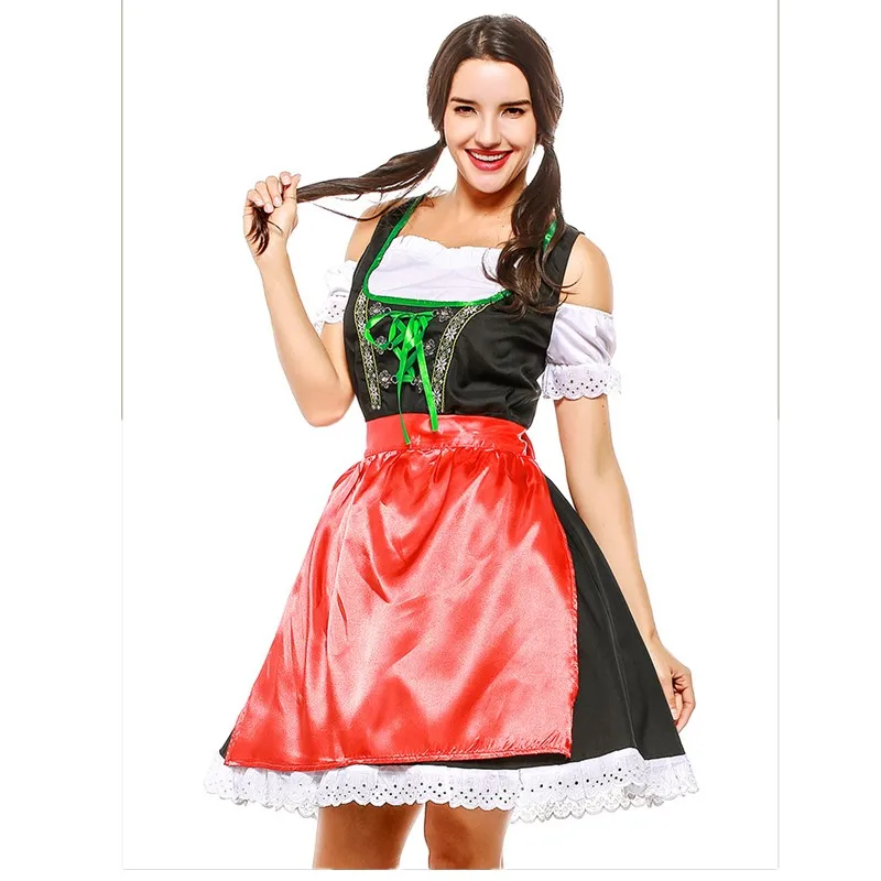 Германия Октоберфест Dirndl Официантка Костюм takerlama взрослых костюмы на Хэллоуин