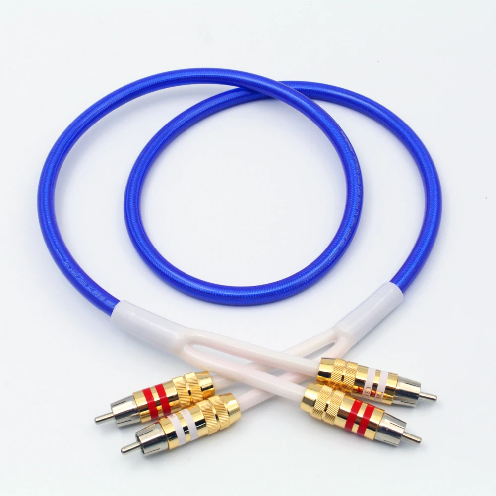 Hi Fi 2RCA для кабель end 4 ядра провод из бескислородной Медь посеребренные двойные RCA