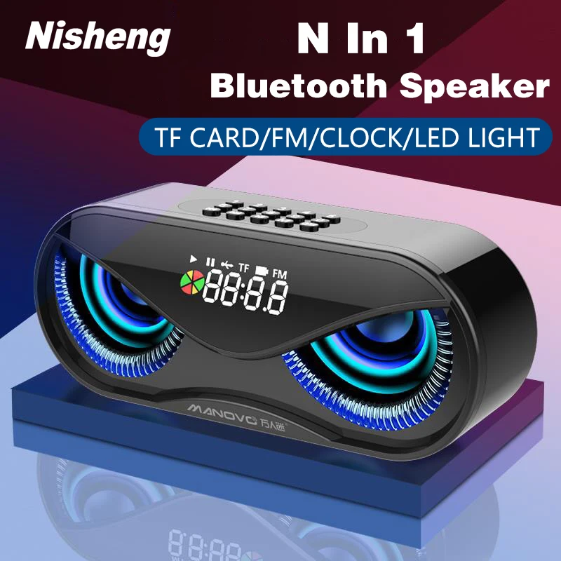 

M6 Cool Owl Design Bluetooth Speaker LED Flash Wireless Loudspeaker FM Radio Alarm Clock TF Card Support Select Songs By Number