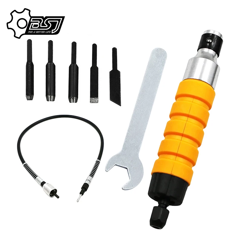 

1 Set Wood Chisel Carving Tool Set Furniture Wood Carving Tool Electric Chisel+5 Carving Tips Wrench Flexible Flex Shaft