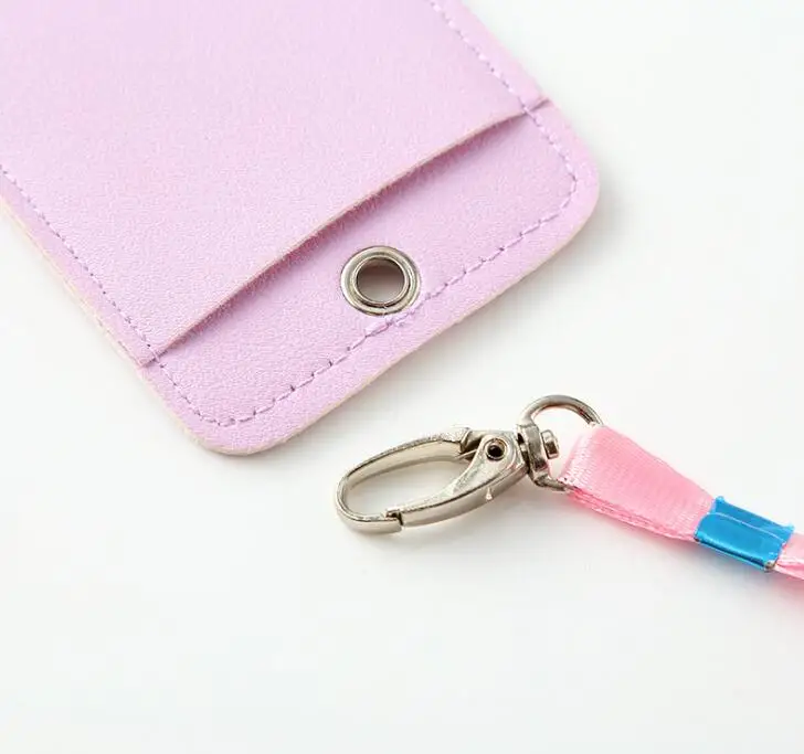 Милый мультяшный визитница кожаный чехол для карт с ремешком студентов