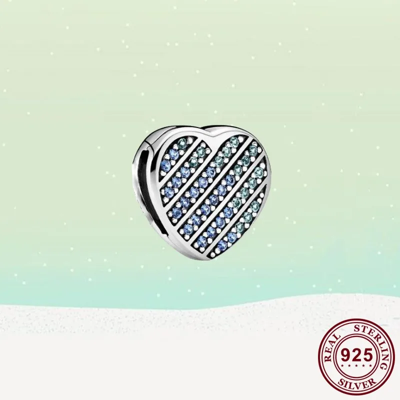

2021 New S925 Sterling Silver With Blue Fixing Clip Positioning Clip Beads For Women Wedding Party Gift Fashion Jewelry