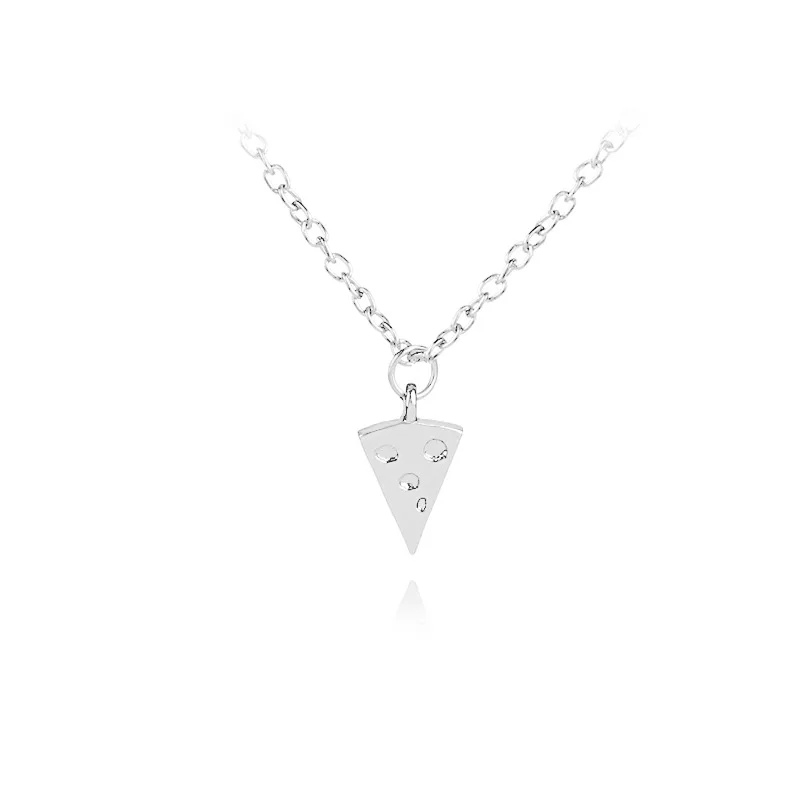 

1 Geometric Triangle Pizza Cake Pendant Necklace lucky Good Friends friendship Necklace Cheese Food Necklace Clavicle Jewelry
