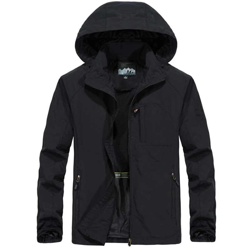 

Men's Casual Jacket Solid Color Hooded Lapel Waterproof Loose Coat 4 Colors 2021 New Spring And Autumn Breathable Clothing M-5XL