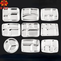 stainless steel plate childrens canteen divided plate grown up rib metal cute plate pupil dishes dinnerware dinner plates