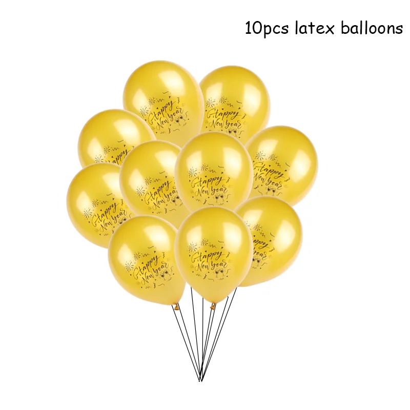 10pcs balloon Воздушные шары с Новым годом, Черное золото, бутылка вина, фольгированный шар, Рождественское украшение для дома, новогодняя фоторамка, реквизит - Цвет: 10pcs balloon