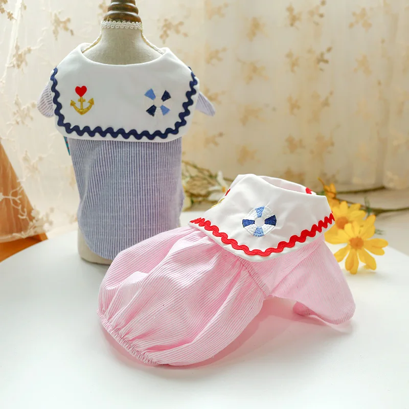 

VOW New Dog Puppy Clothes Lapel Navy Shirt Pet Cat Fit Small Dog Spring & Summer Pet Cute Costume Dog Cloth Dog Shirt