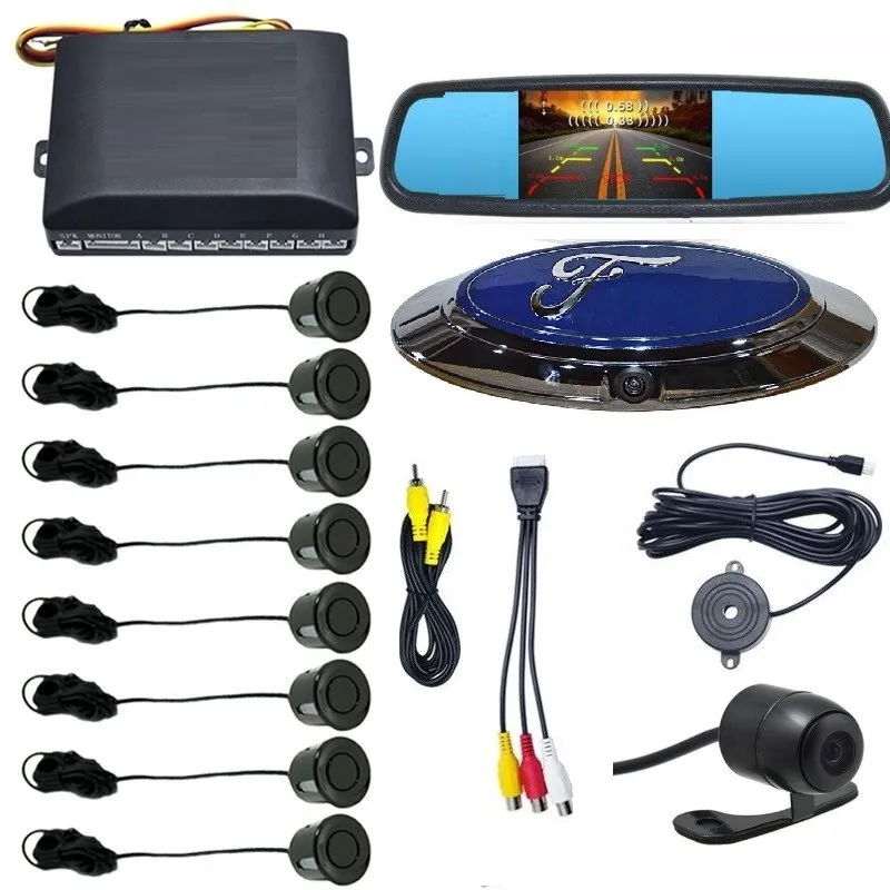 Автомобильный датчик парковки радар детектор с ЖК дисплеем 4 3 дюйма 8 сенсоров