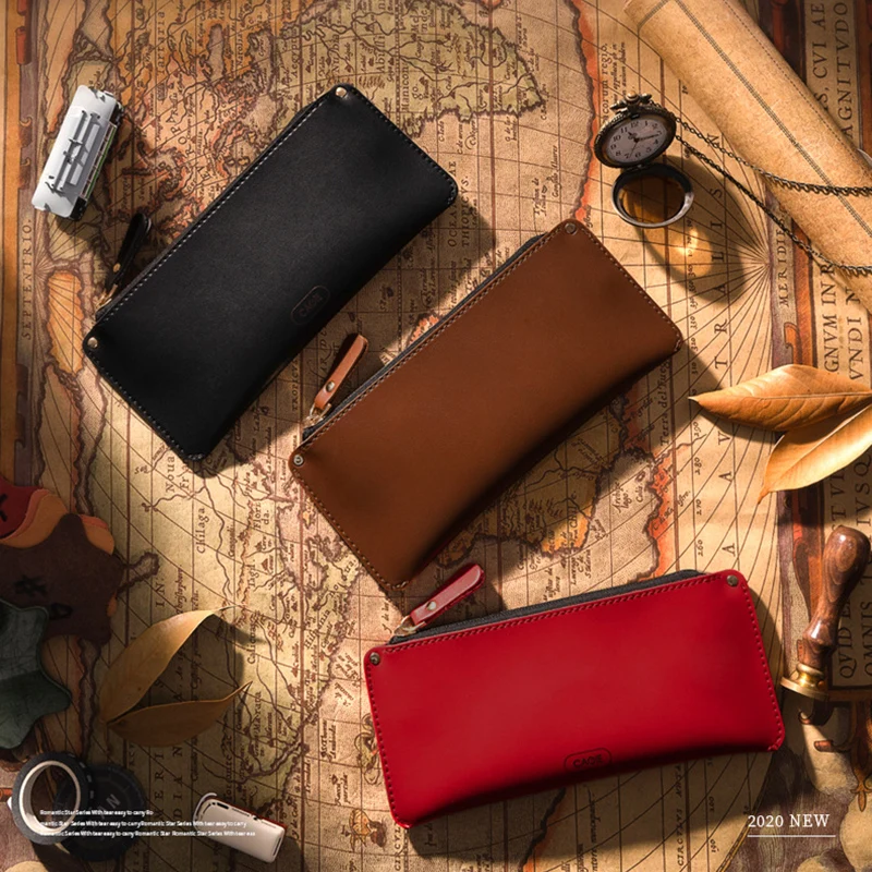 Пенал из искусственной кожи для девочек и мальчиков маленький футляр ручек