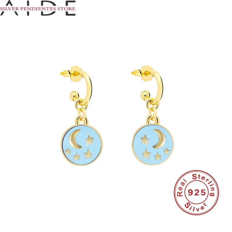 

AIDE 925 Sterling Silver Earrings For Women Oil Drop Green Pink Black Earring Dangle Women 2021 Trend Jewelry Boucle Doreille