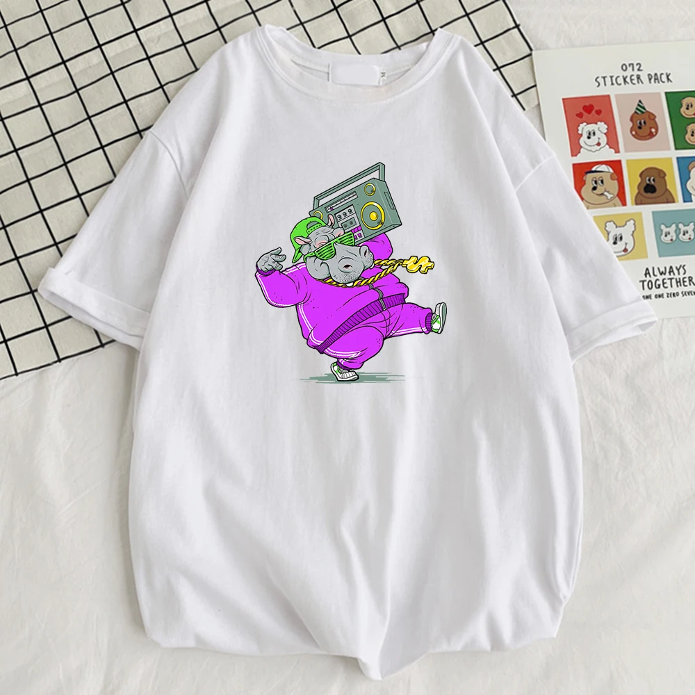 

Hip Hop Hippo Cartoons Printing Men T Shirts Vogue Breathable Tshirt Street Comfortable T Shirt Sport Crewneck Mens Clothing