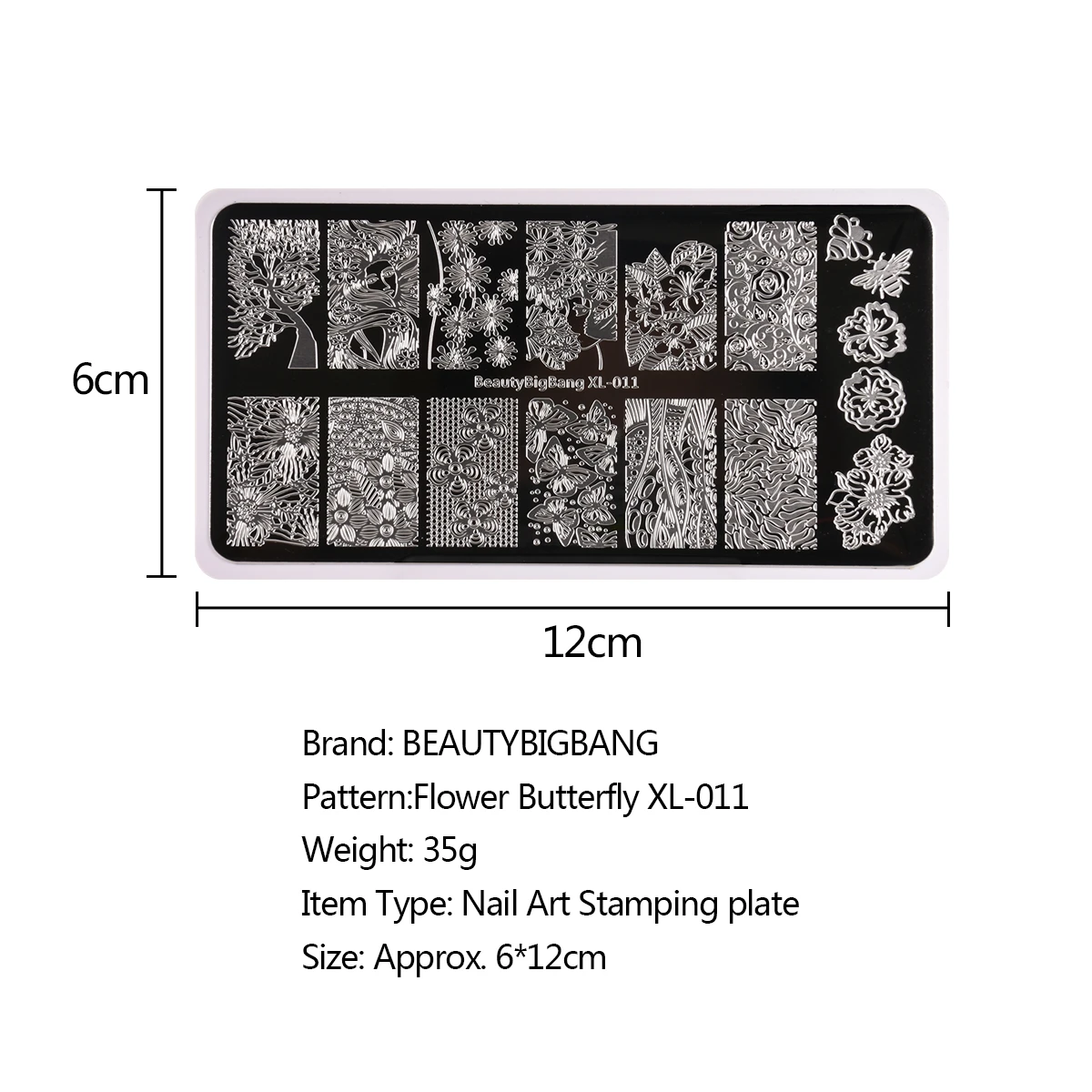 BeautyBigBang пластина для стемпинга для нейл-арта, летнее платье в цветочек шаблон с бабочкой прямоугольника окрашены шаблон для стемпинга для нейл-арта BBB XL-011