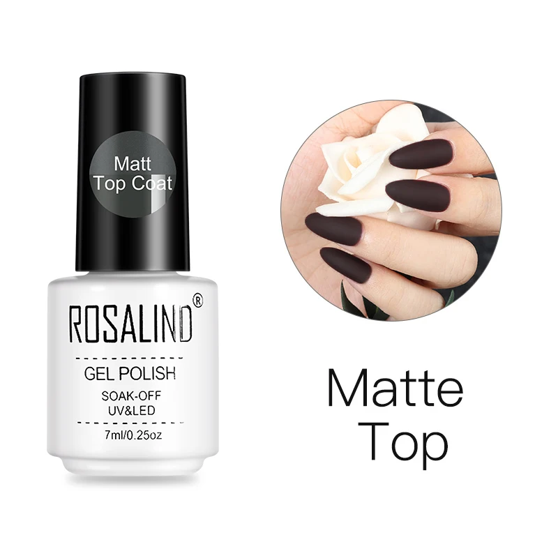 Matt Top ROSALIND матовый Гель-лак для ногтей, УФ светодиодный, лампа для маникюра, для ногтей, полуперманентный, 7 мл, Гель-лак, Базовое покрытие - Цвет: Matt Top