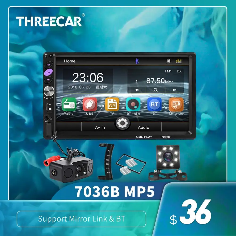 

Автомобильный радиоприемник, 7 дюймов, Bluetooth, 2 Din, зеркальная связь для Android 8,0, поддержка камеры заднего вида, ЖК-дисплей, сенсорный экран, авт...