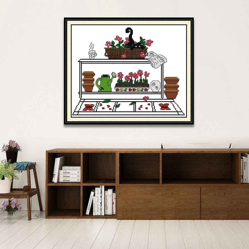 Картина Joy Sunday для сада кошек вышивка крестиком печать на холсте ручная работа