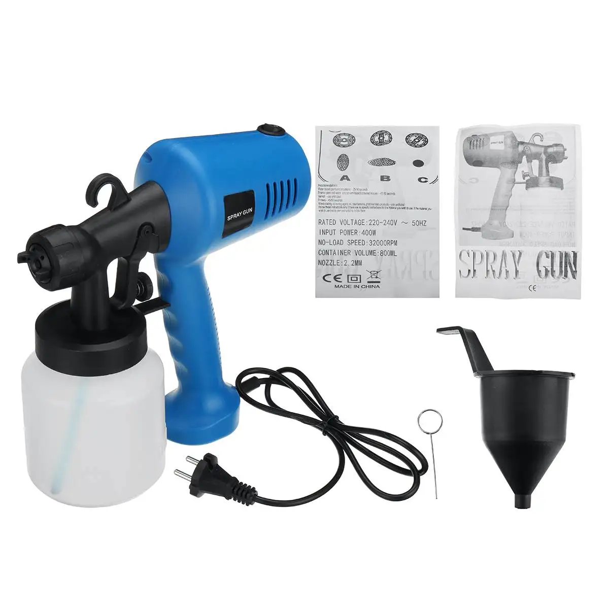 

800ml Electric Spray Gun 2.5mm Nozzle Household Paint Sprayer Flow Control Airbrush Easy Spraying Home Car Furnitures Painting