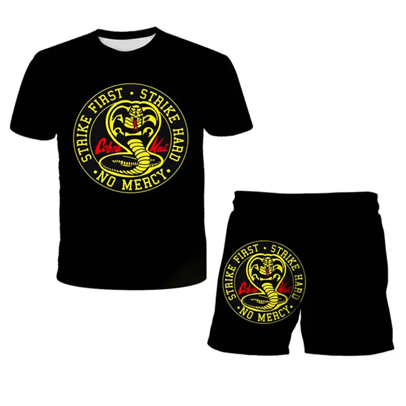 

Teen Children Clothes Thai Venomous Snake Cobra Kai O-neck T Shirt shorts Casual Tops short pants Boys Polyester 3d Print sets