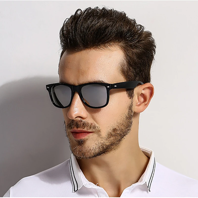 

2021 Fashion Anti-Reflective Sunglasses Men/Women Classic Rectangle Black Mirror Sun Glasses For Men's/Women's