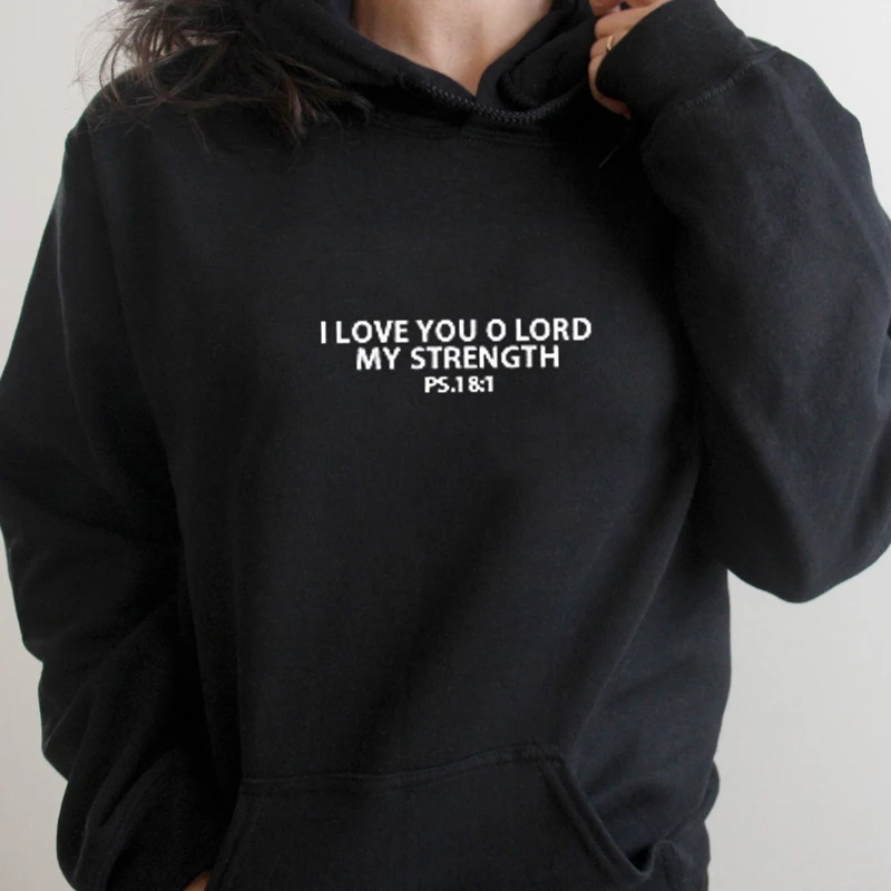 

I Love You O Lord My Strength Ps 18:1 Hoodie Women Scripture Christian Hoody Casual Spring Long Sleeve Jumper Pullovers