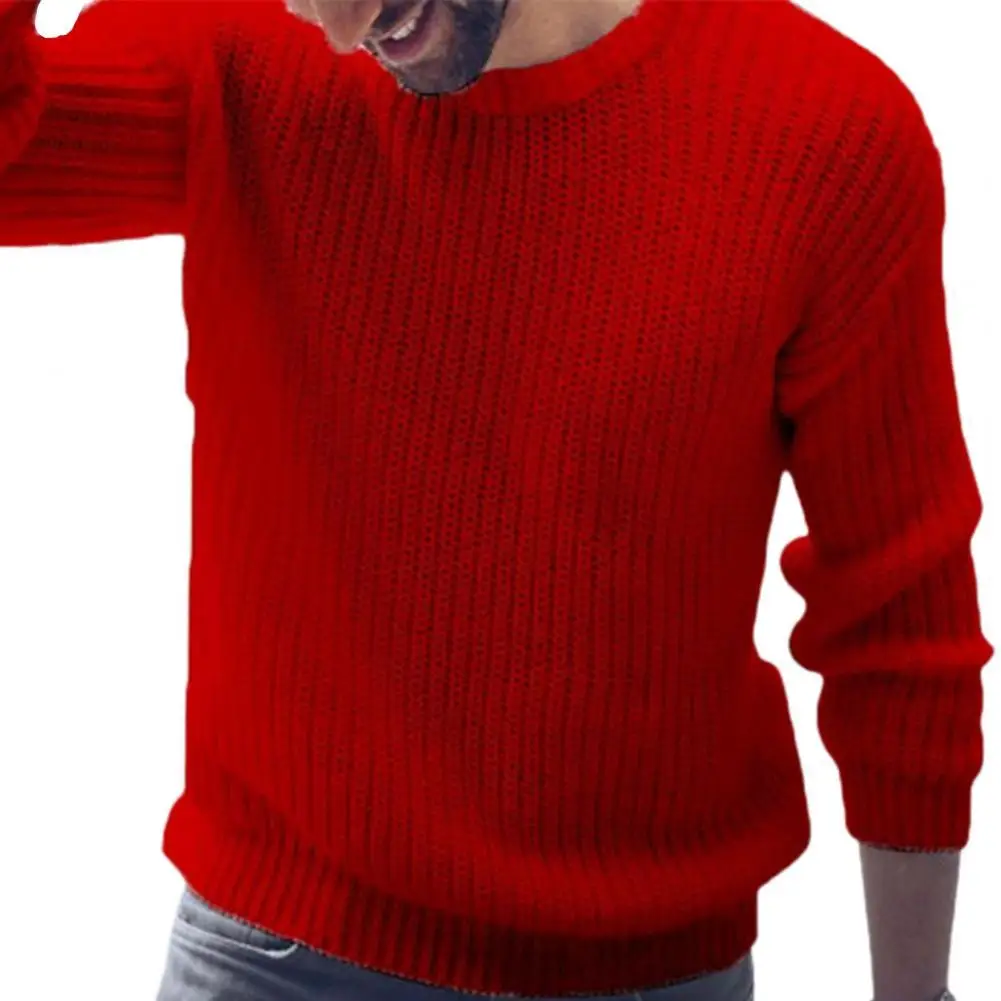 

Мужской Однотонный свитер с круглым вырезом, повседневный трикотажный пуловер, базовый свитер для повседневной носки