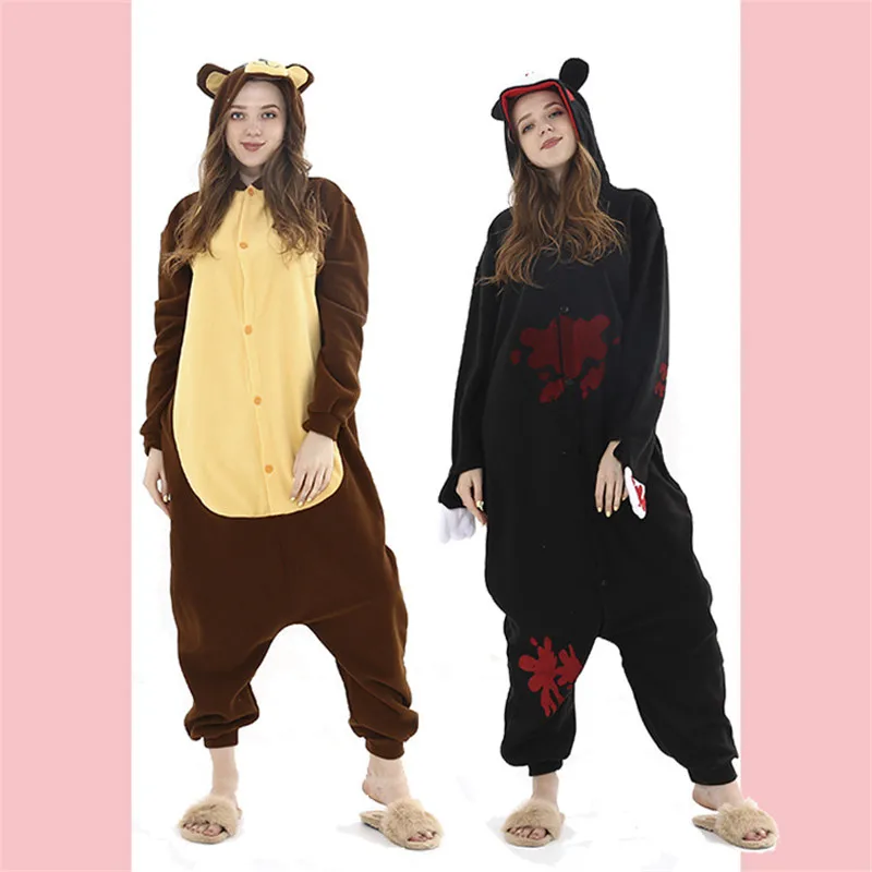 

Women Men Cute Bear Onesies Couple Unisex Winter Animal Cartoon Onesies Nightwear Anime Cosplay Costumes Adults Sleepwear Pajama