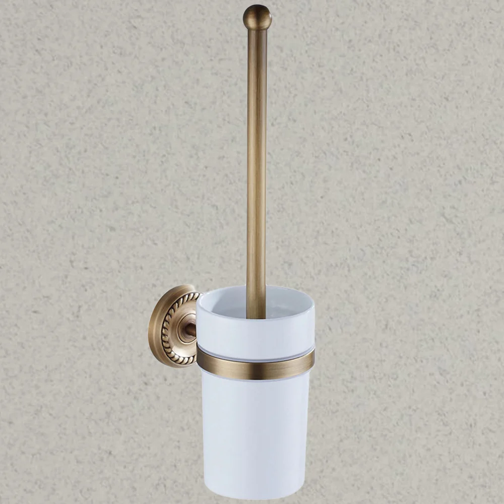 

Antique Brass Copper Toilet Brush Holder European Style Carving Toilet Brush Cup Holder F6706(Antique - Toilet Brush)