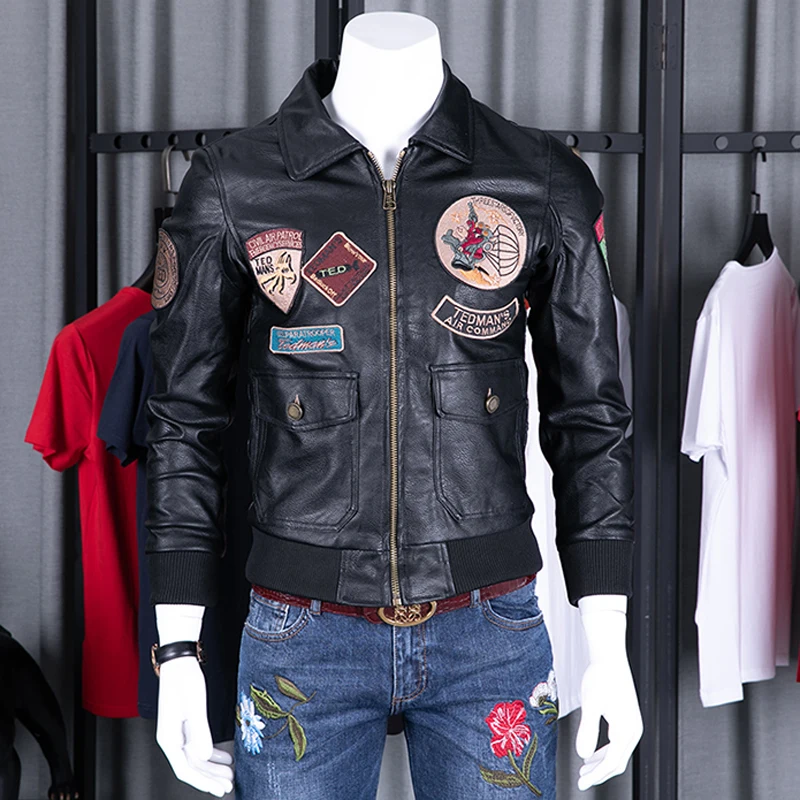 Нам Стиль Air Force узор рядовой автомобильной кожаные куртки и пальто больших