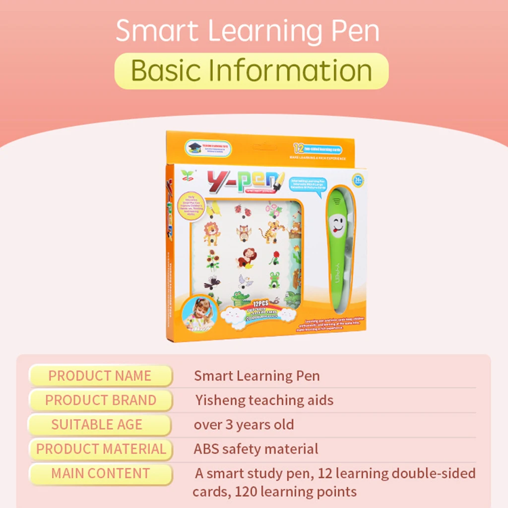

Parent Kids Interaction Learning Smart Vocal Pen Toy Gifts W/ Learning Cards