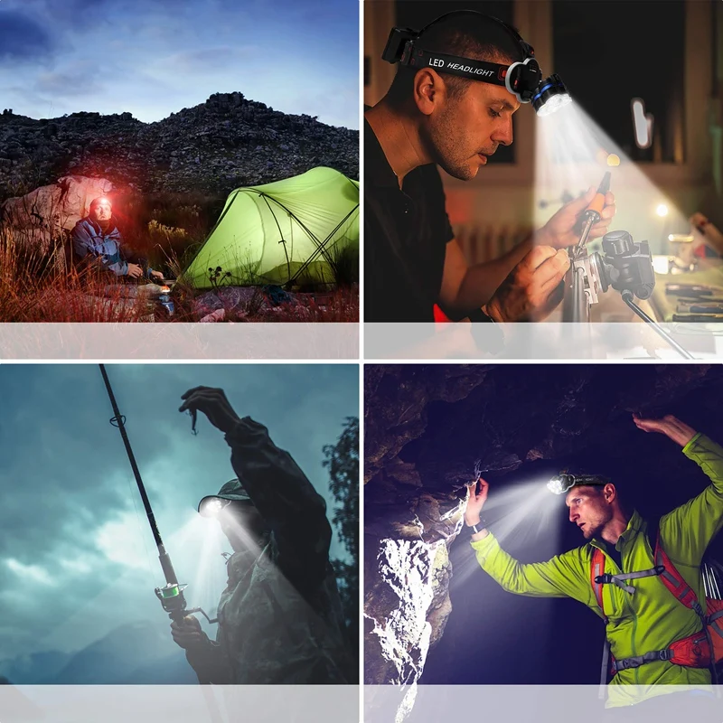 

Rechargeable Head Light Lamp, 4400Mah 3000Lm 20W High-Power Searchlight, IPX5 Waterproof for Running/Fishing/Outdoor